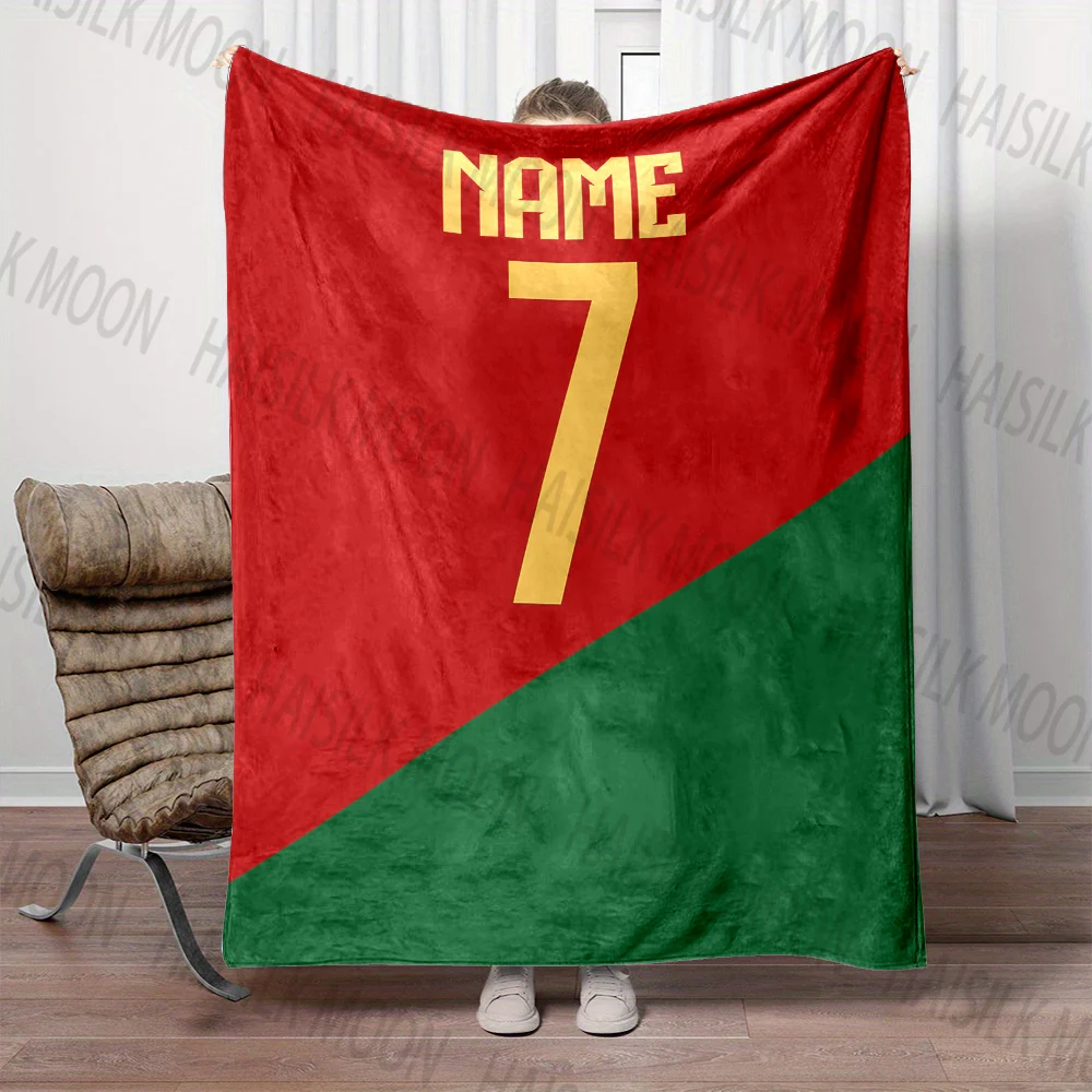 1PC Customized Name Personalized Blanket Star Jersey Print Warm and Comfortable Blanket for Adults and Children Holiday Gifts