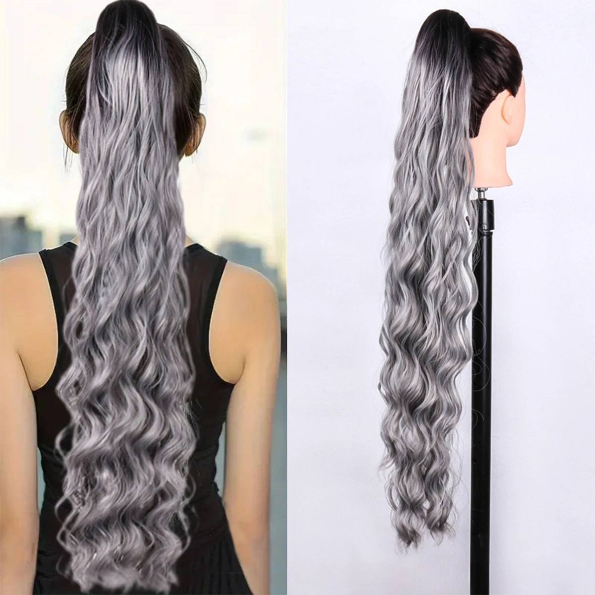 

Ladies Synthetic Ponytail Hair Clips Ponytails Loose Water Wave Long Curly Hair for Women