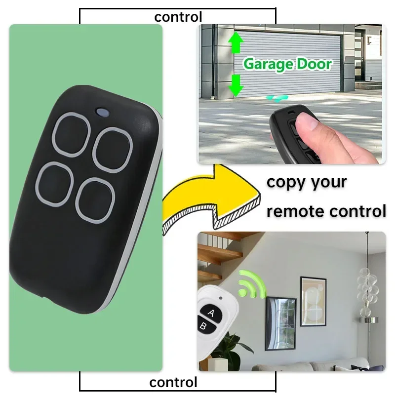 Control remoto clon Rf de 433Mhz, 50m, transmisor de copia de 4 botones, código de aprendizaje fijo para dispositivo, puerta de garaje, Doorhan Nice