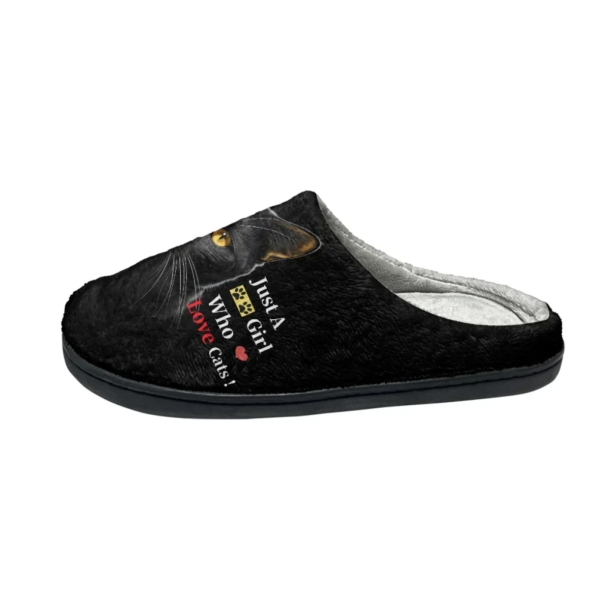Fashion Black Cat Printed Women Cotton Slippers Non-slip Ladies Home Shoes Dropshipping Comfortable Flats Couples Slides Slipper - view 5