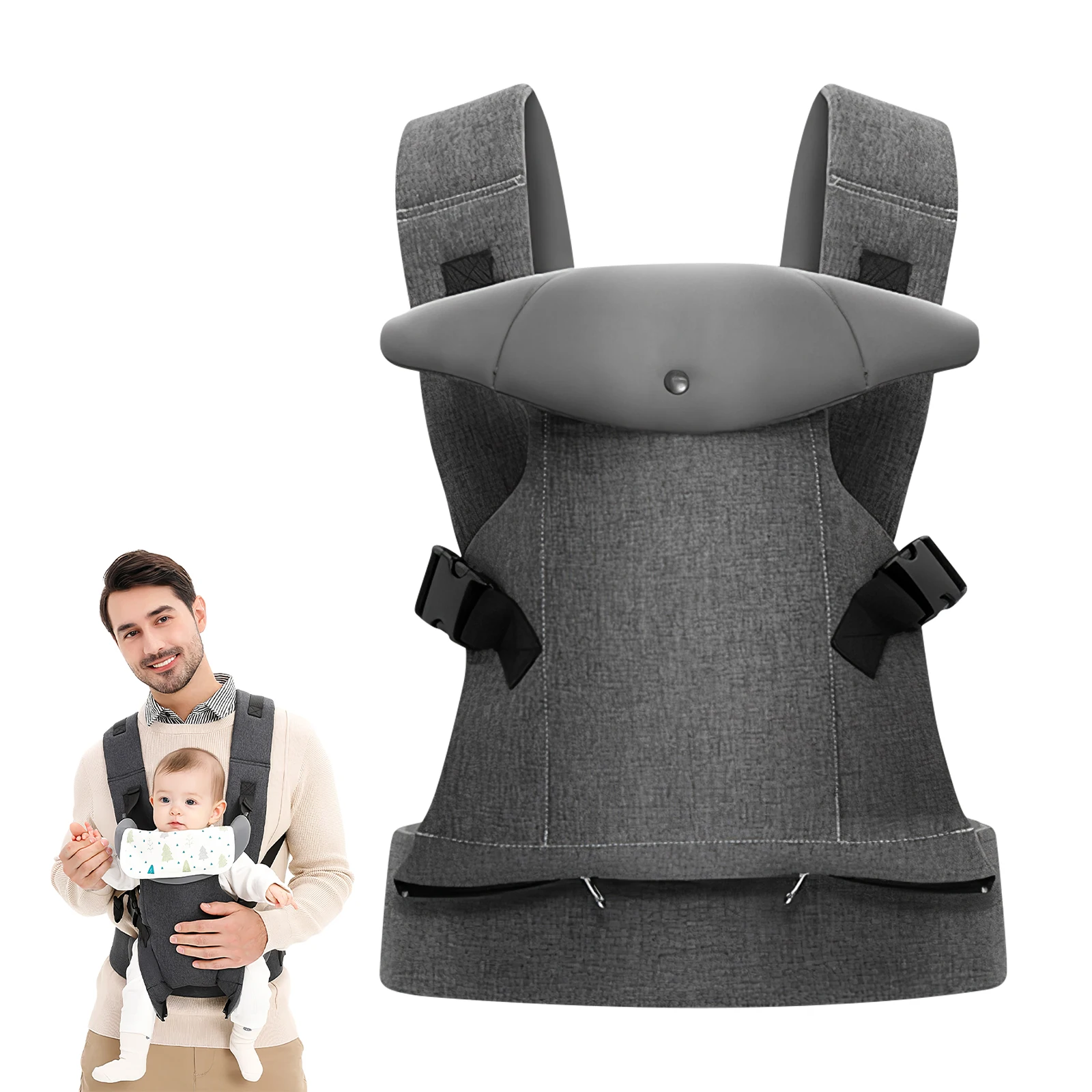 Marsupio ergonomico per neonati, marsupio a zaino per bambini, marsupio a fascia, marsupio per neonati, marsupio per bambini 0-36 mesi, 3-15 kg