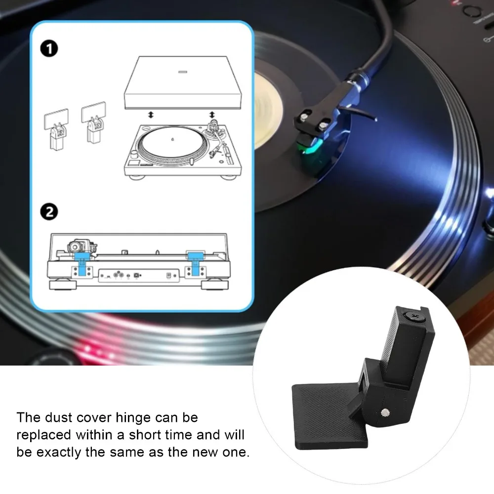 1pair Replacement ABS Support Hinge Sturdy Black Turntable Dust Cover Hinges Record Player Lid Hinges Record Player