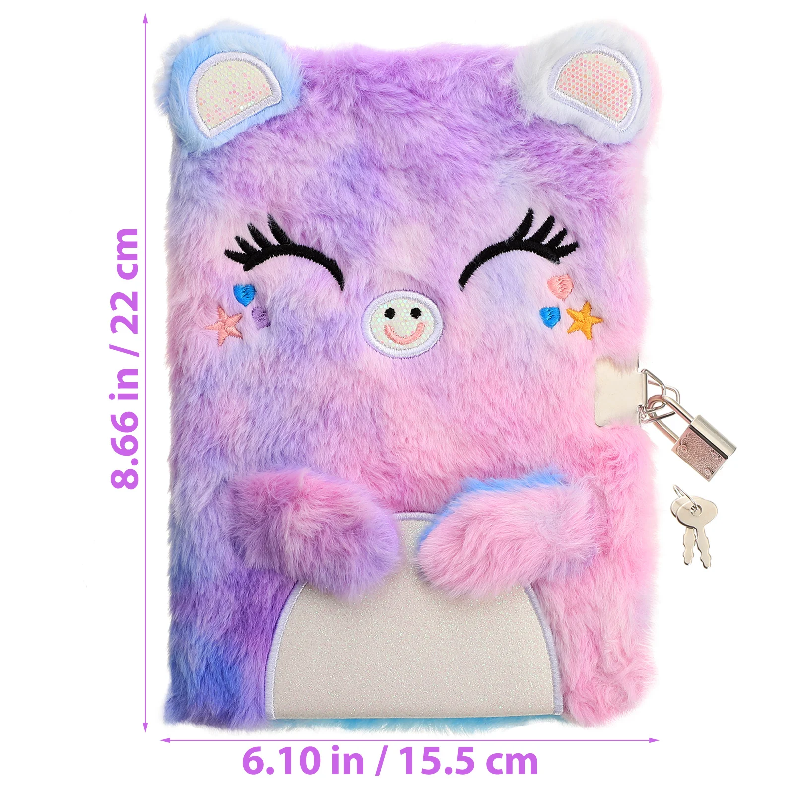 Plush Diary Notebook with Lock Teen Girl Gifts Cartoon Notepad Fluffy Purple Paper Secret The