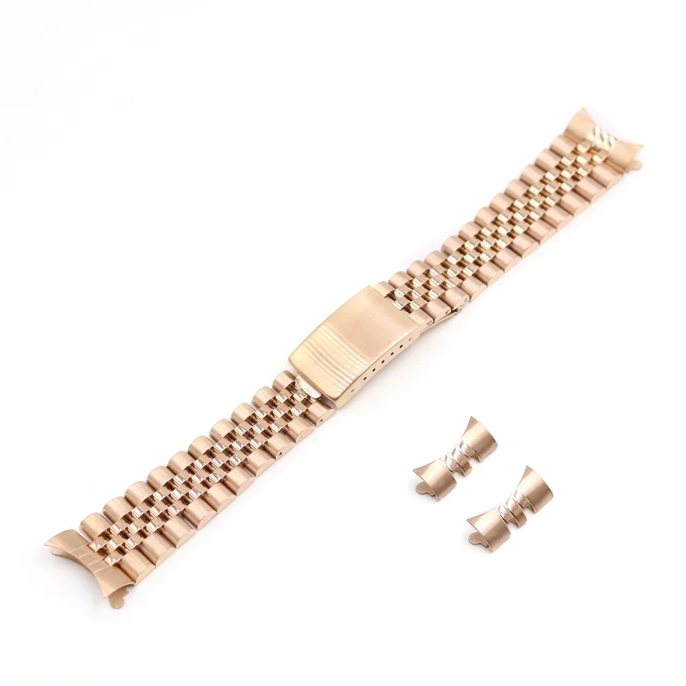 Rolamy 19mm 20mm 22mm Wholesale Hollow Curved End Solid Screw Links Replacement Watch Band Strap Old Style Jubilee Dayjust