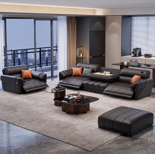 The product can be customized. Electric sofa leather modern small apartment