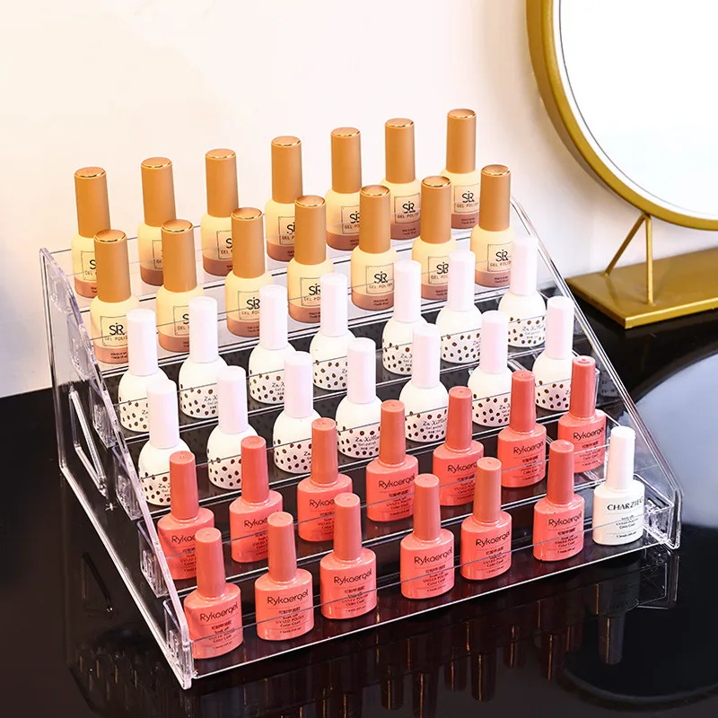 New Acrylic Nail Polish Display Stand Multi-Layer Transparent Cosmetic Lipstick Organizer Simple Mounting Rack Manicure Tools