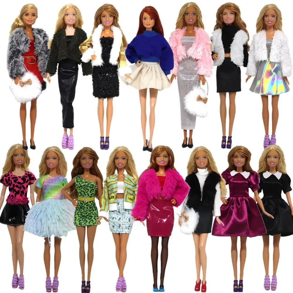 

1 Set Fashion Casual 1/6 Doll Clothes Handmade Clothes Accessories Winter Wear Fur Jacket Doll Wearing Set For 29~32 cm Doll