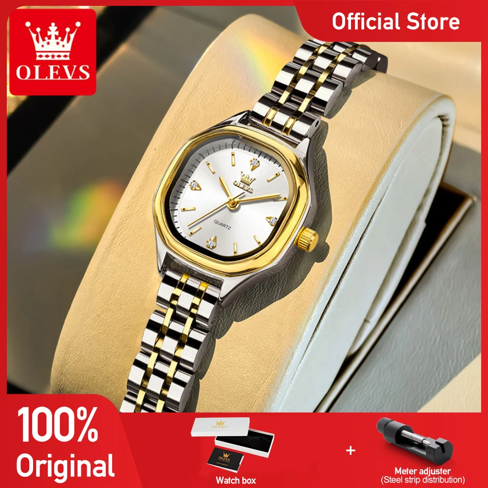 

OLEVS 5888 Watches For Woman Original Elegant Stainless Steel Square Quartz Watch Waterproof Fashion Gold Laides Watch New Reloj