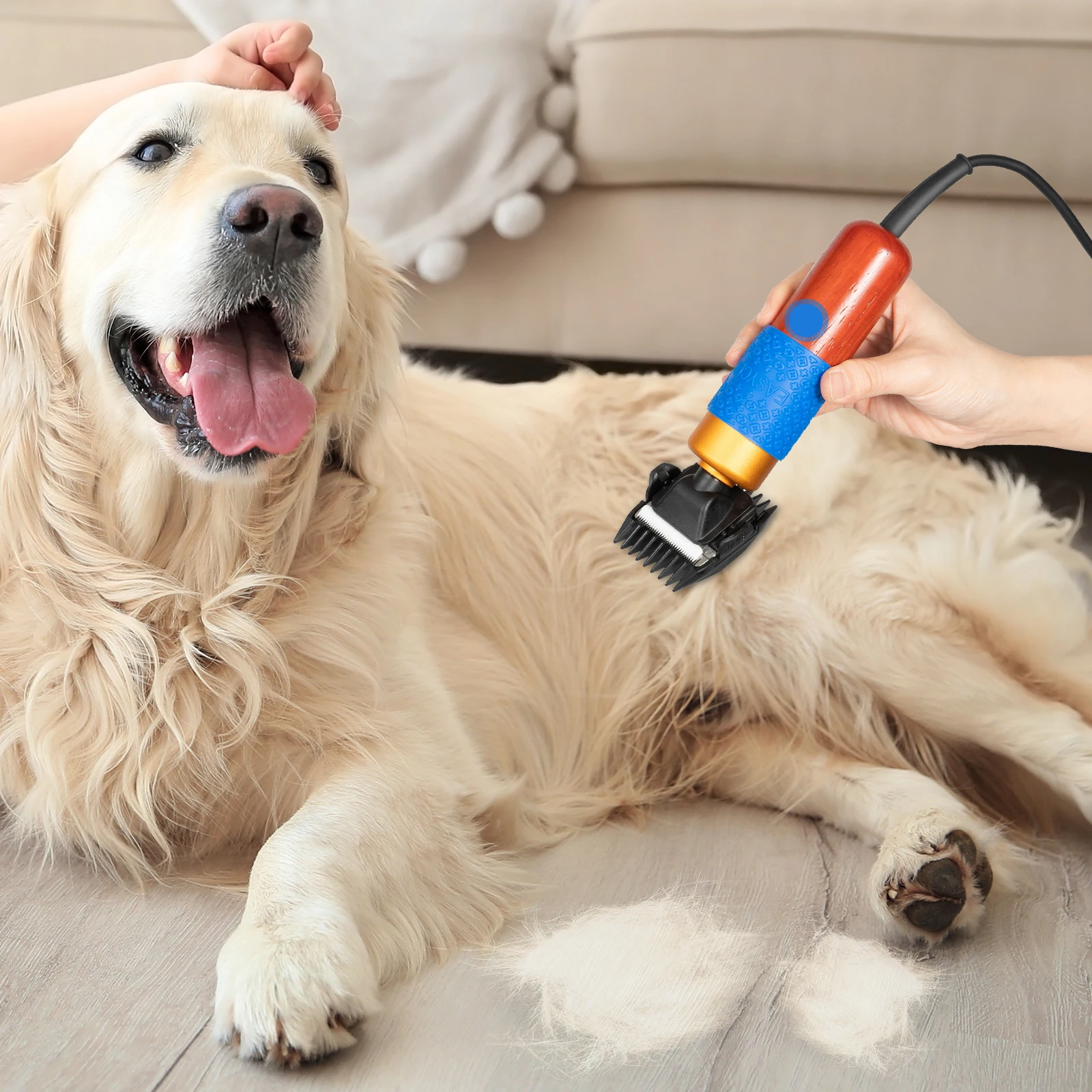 

Электрическая машинка для стрижки домашних животных мощностью 36 Вт с деревянной ручкой и чехлом для переноски, со съемным лезвием, триммер для шерсти домашних животных для собак, кошек, домашних животных