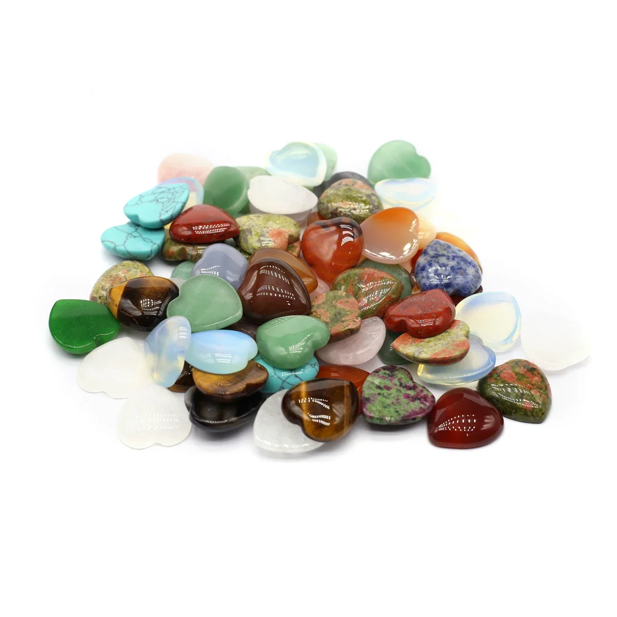 

10 Piece Natural Stone Heart-shaped Crystal Agate Holeless Cabochon Beads DIY Jewelry Making Earring Ring Bracelet Accessories