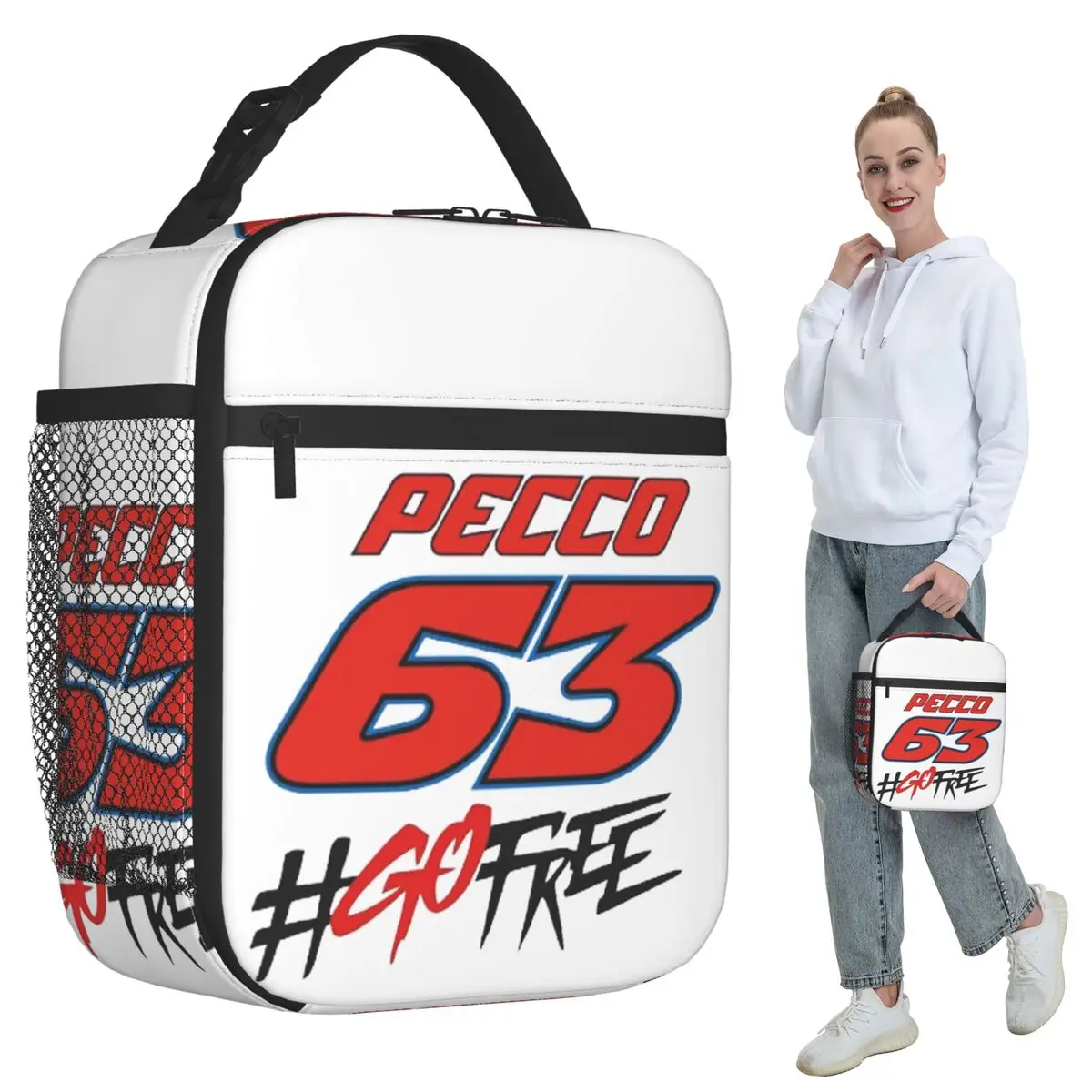 

Pecco Bagnaia 63 Go Free Insulated Lunch Bag for Kids School Cooler Thermal Food Box Tote Portable Lunch Boxes Container