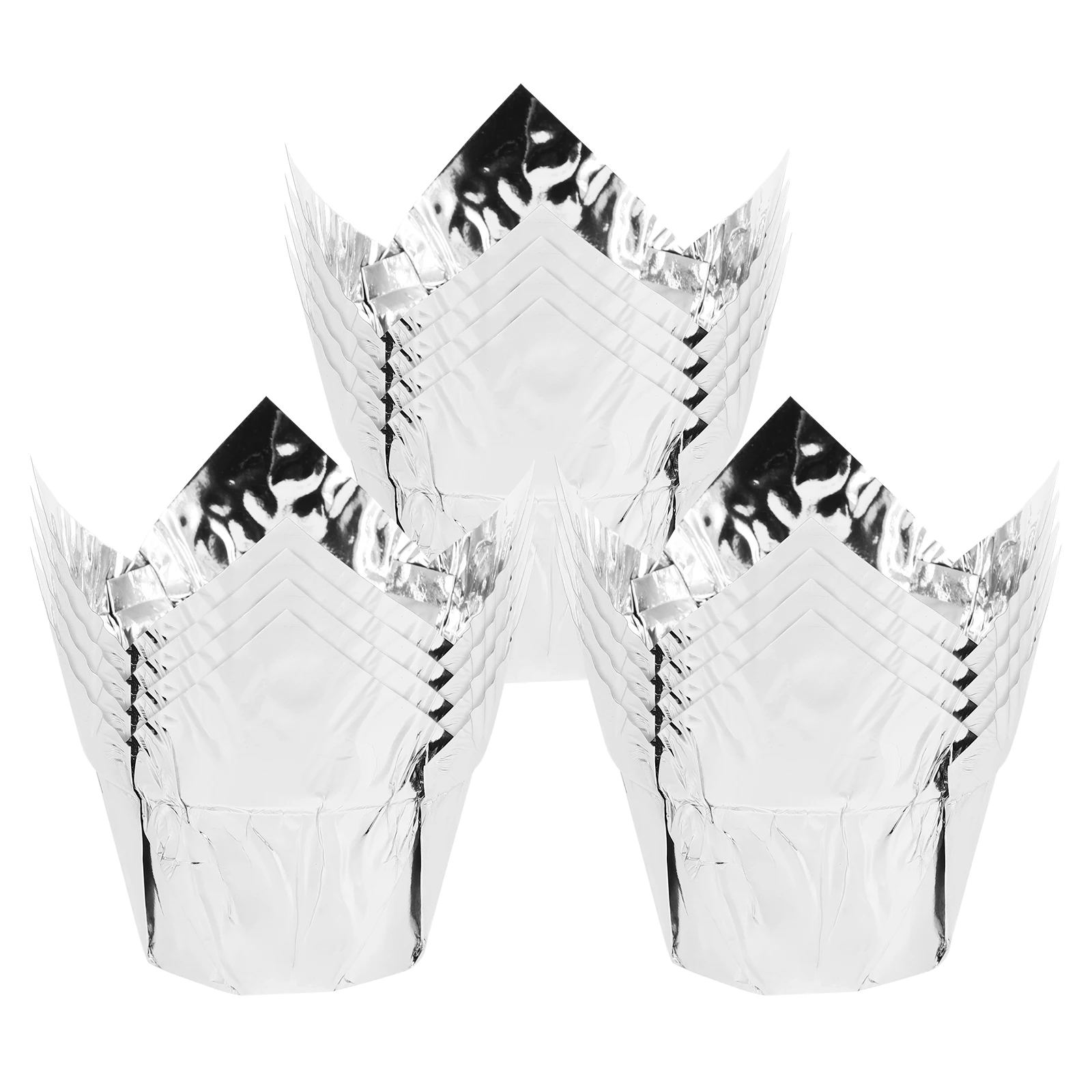 

50Pcs Tulip Cupcake Liners Aluminum Foil Baking Cups Greaseproof Halloween Birthday Wedding Xmas Muffin Wrappers