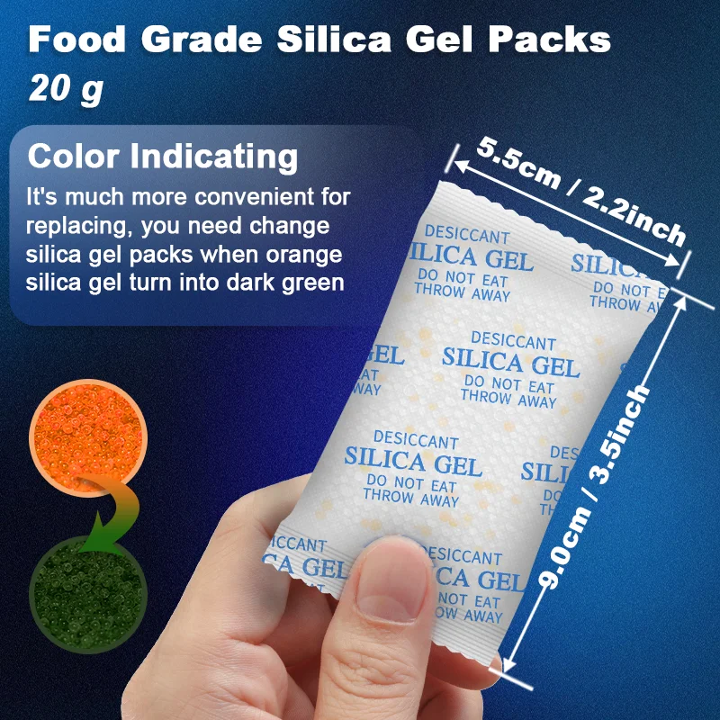 20g Mixed Orange Food Desiccant Silica Gel,Sachet Damp,Kitchen Room Living Moisture Dehumidifier Absorber Bag
