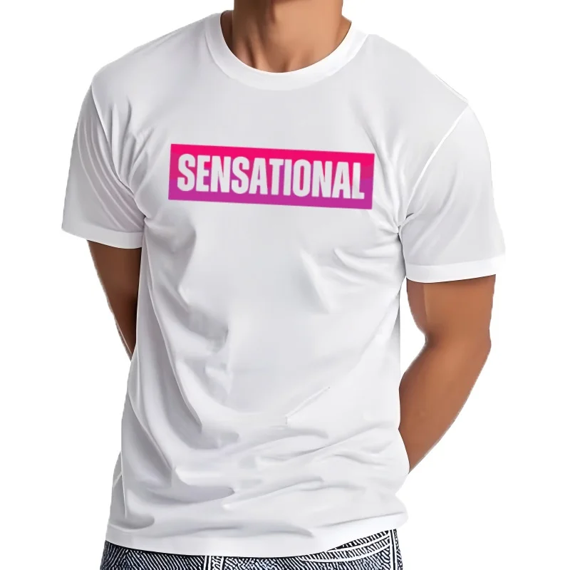 

‌ Rope de calle con estampado gráfico SENSATIONAL y cuello redondo, неформальная Holgada de verano para uso озназвание ‌