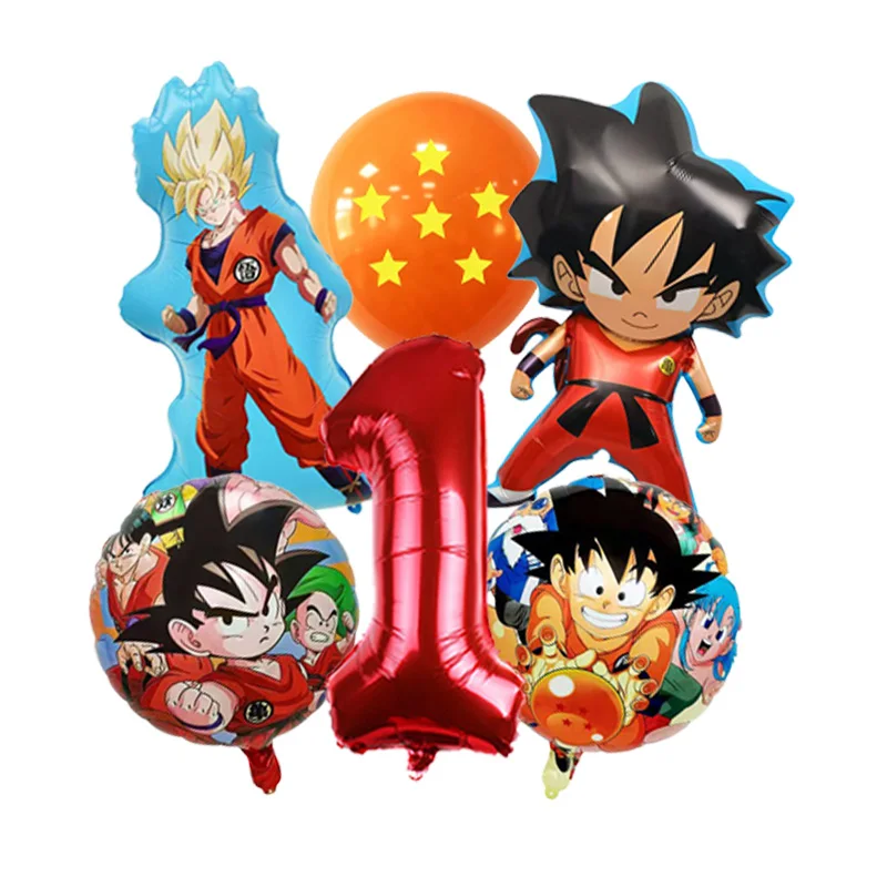All In One Dragon Ball Z Birthday Balloon Set Four Star Ball Foil Mylar Number Option plus Latex for Boys Party