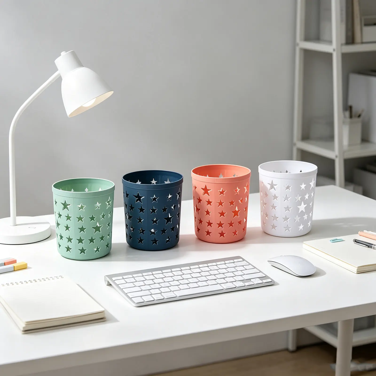 4Pcs Decorative Storage Buckets Five-Pointed Star Hollowed Pen Holders Desktop Organizer Pen Container Brush Holder - view 6