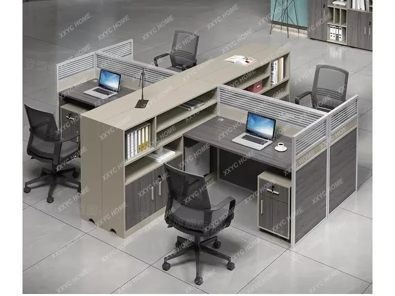 CXDZ Simple Staff Desk Office Table Set 4-6 Person Workstation Computer Desk Partition Screen