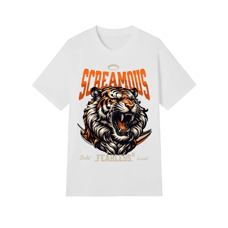 High Quality 230g Cotton Men T Shirt Fashion Print Non Fading Casual Tops Plus Size M 4XL 1PC