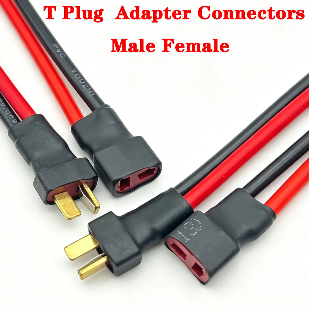 For T Plug Male Female Connector With Silicone Wire Cable for RC Drone Quadcopter Car Boat Lipo Battery ESC