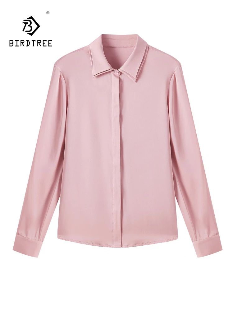 

BirdTree, 91.2%Natural Silk Elegant Shirt, Women Long Sleeve Lapel, Fashion Versatile Office Lady Blouses, 2024 Autumn T46488QC