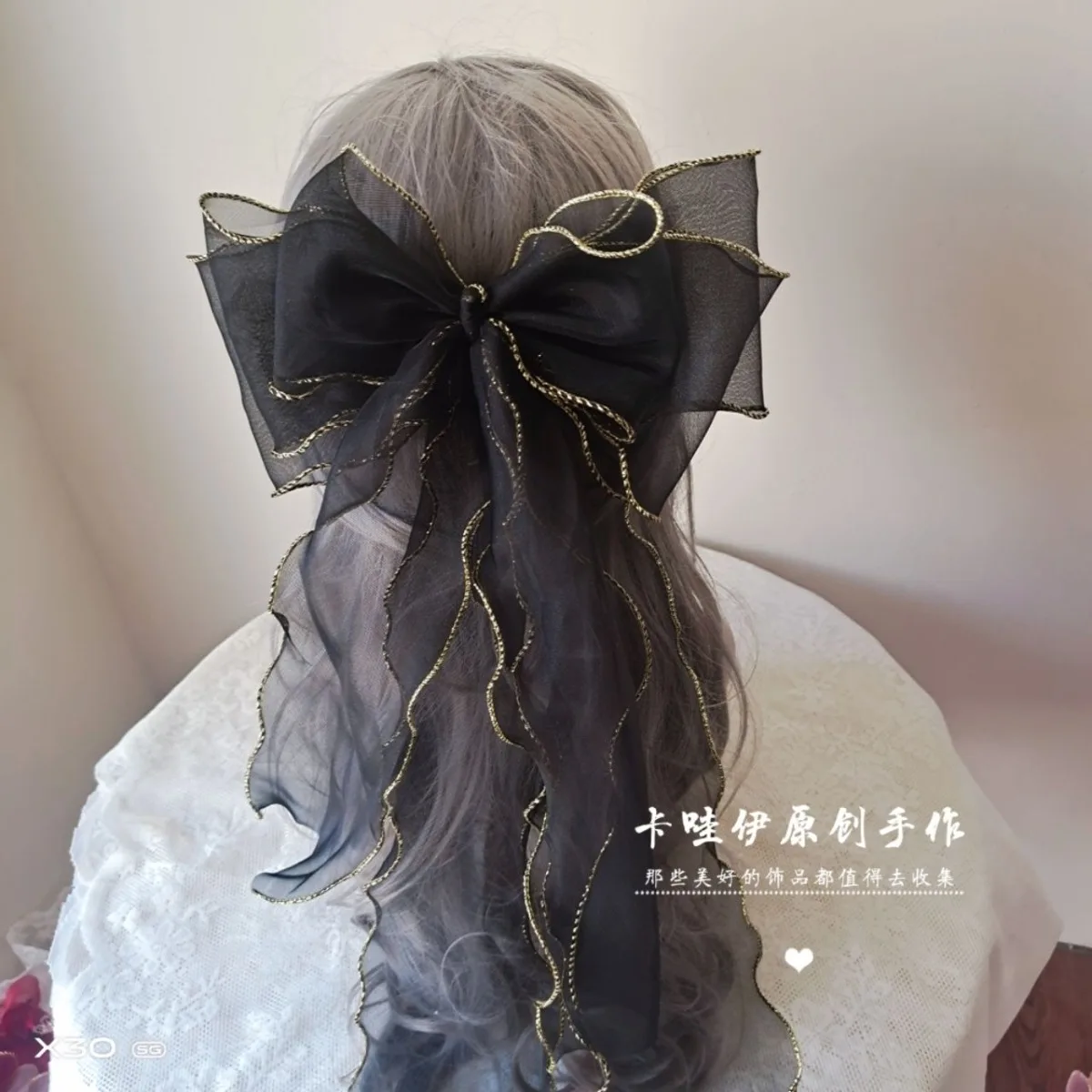 

Original Lolita Wedding Waist Bow Hair Accessories Back Decor Brooch Hanfu Large Bow Train Ribbon Hair Clip