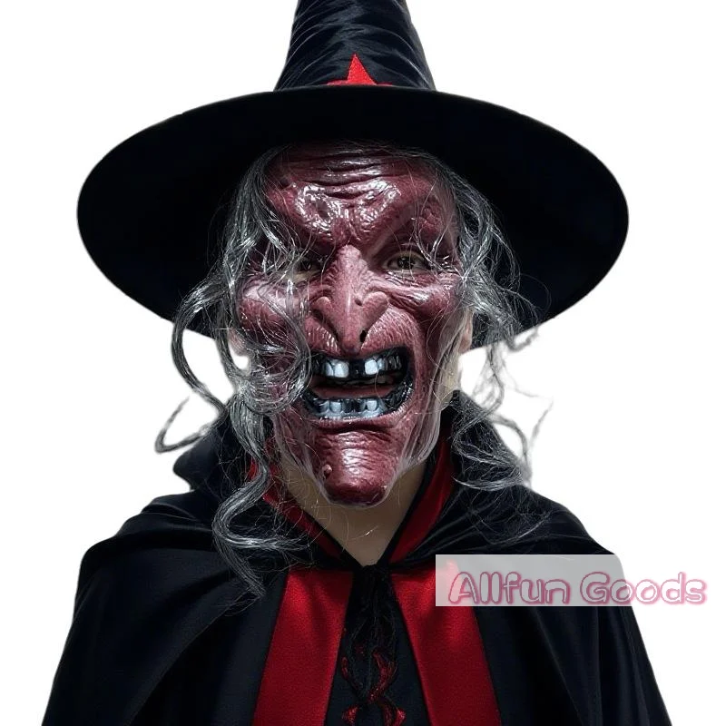 [TG835]Halloween Witch Face Mask Scream Terror Sorceress Face Headcovers Horror Party Halloween Cosplay Props
