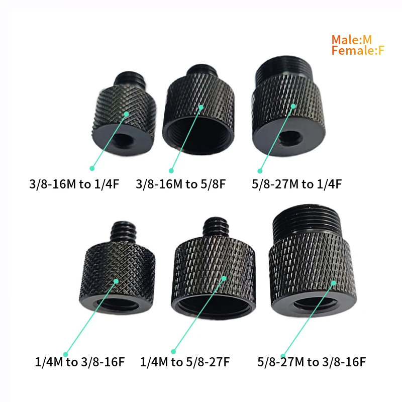 ماجيك اليد المسمار مجموعة من 6 قطعة 5/8 ذكر إلى 1/4 3/8 أنثى ميكروفون الروك الذراع قوس تحويل مسامير التصوير اكسسوارات