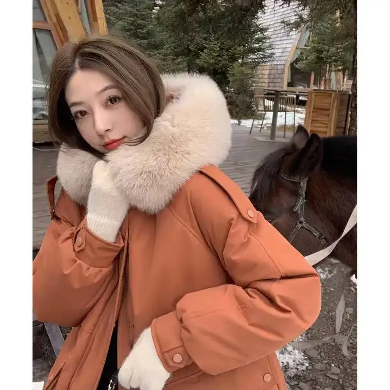 

Down Padded Jacket Women's Mid-length Pie Overcomes The New Large Fur Collar Loose and Thin Thickened Over-the-knee Coat