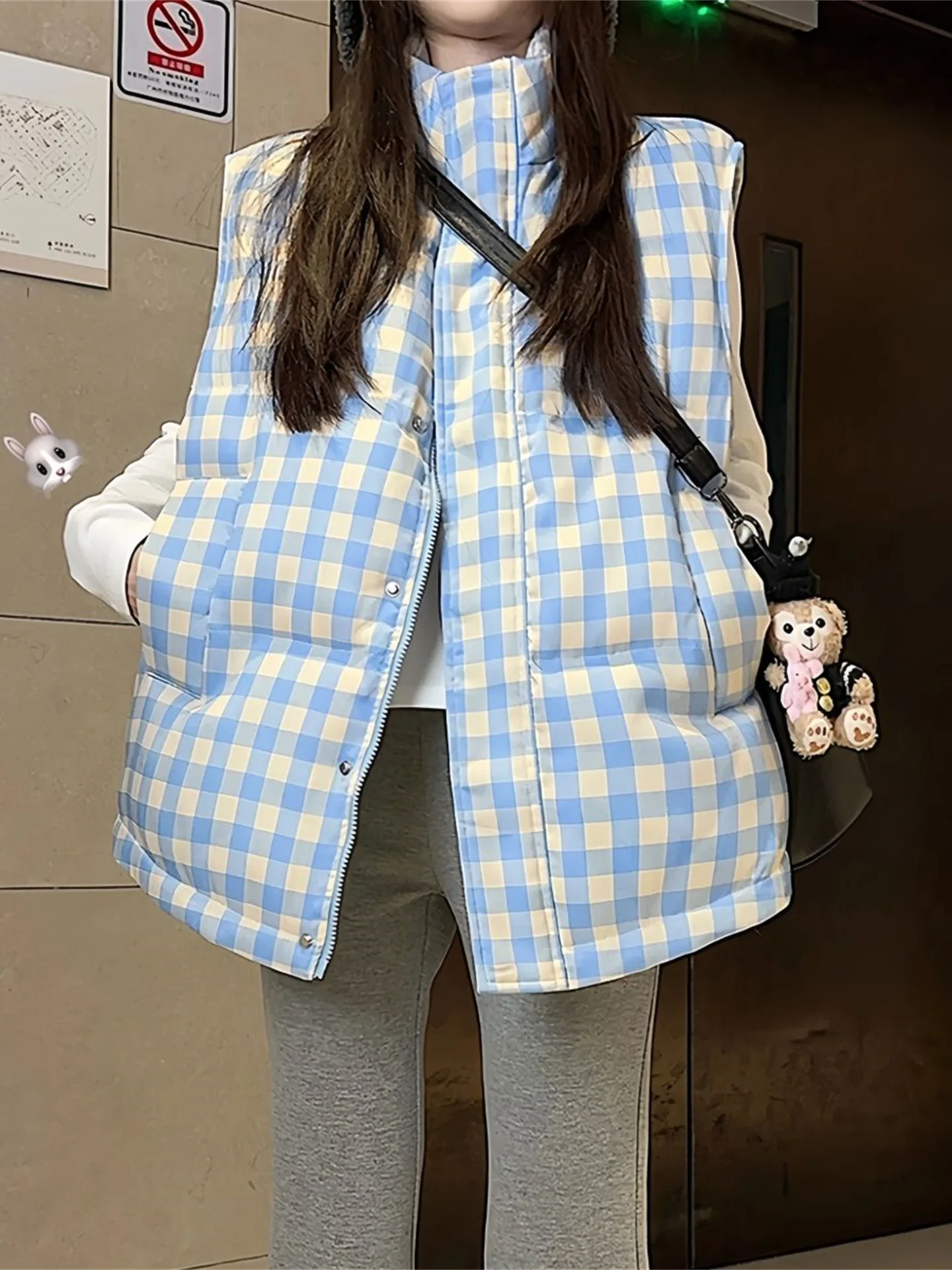 

plus Size Women's Plaid Stand Collar Cotton Jacket Loose Slimming Design Fashion Outerwear Autumn Winter New Style Korean Ver...