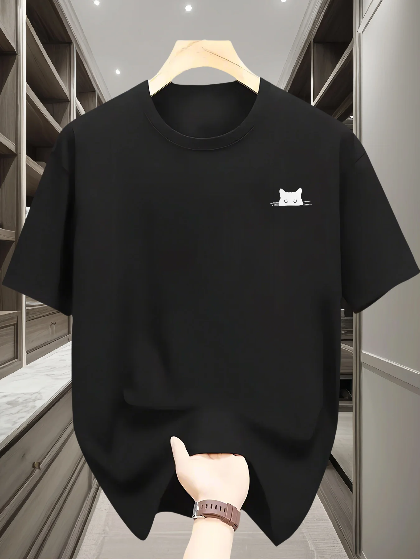Women's T-shirt Lady Summer Casual Loose Cat Element Printed Comfortable Breathable Sports Round Neck Short Sleeved T-shirt Top