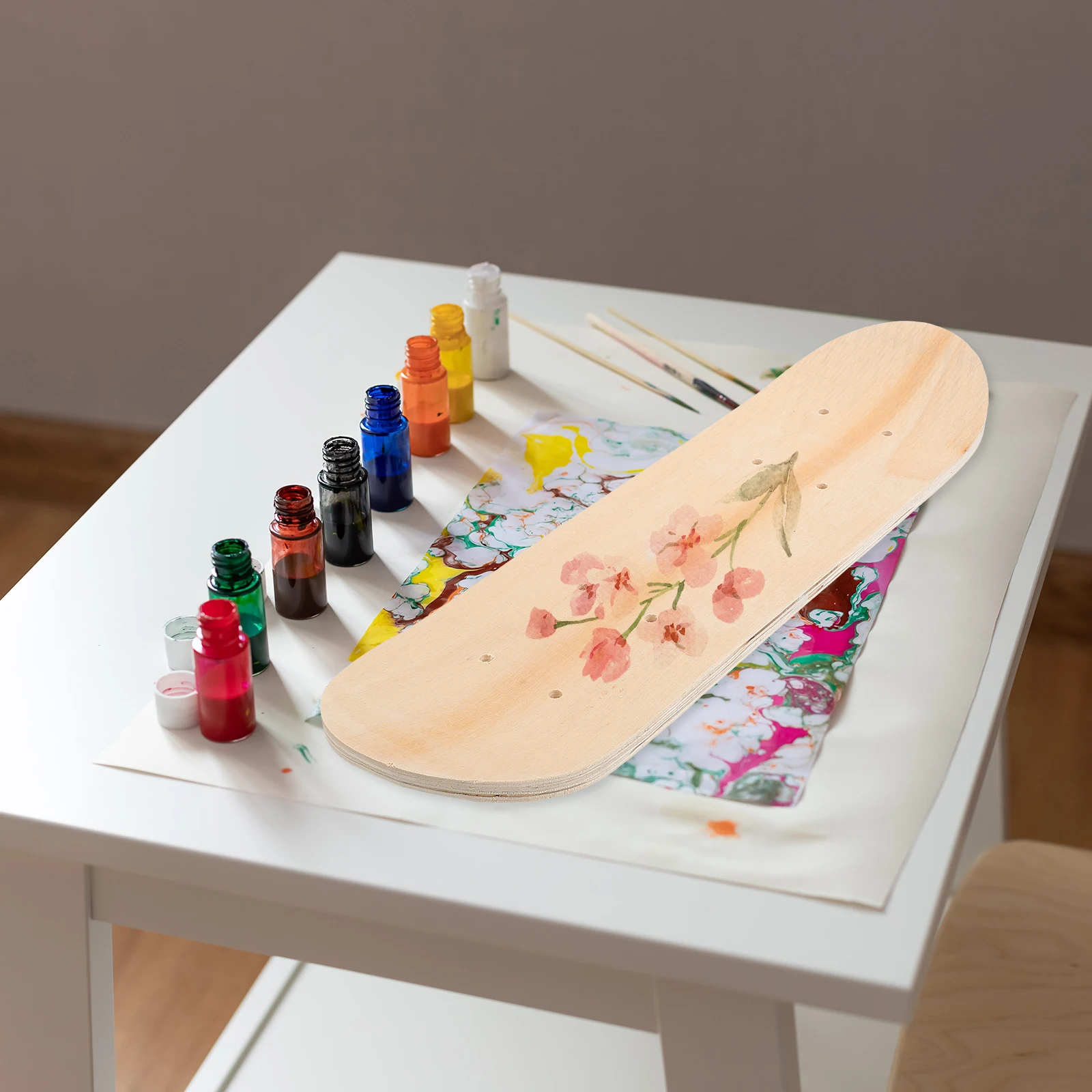 

DIY for Children 43CM Unfinished Wooden Beige Plain Deck Skateboard Decks Replacement Grafitti Project