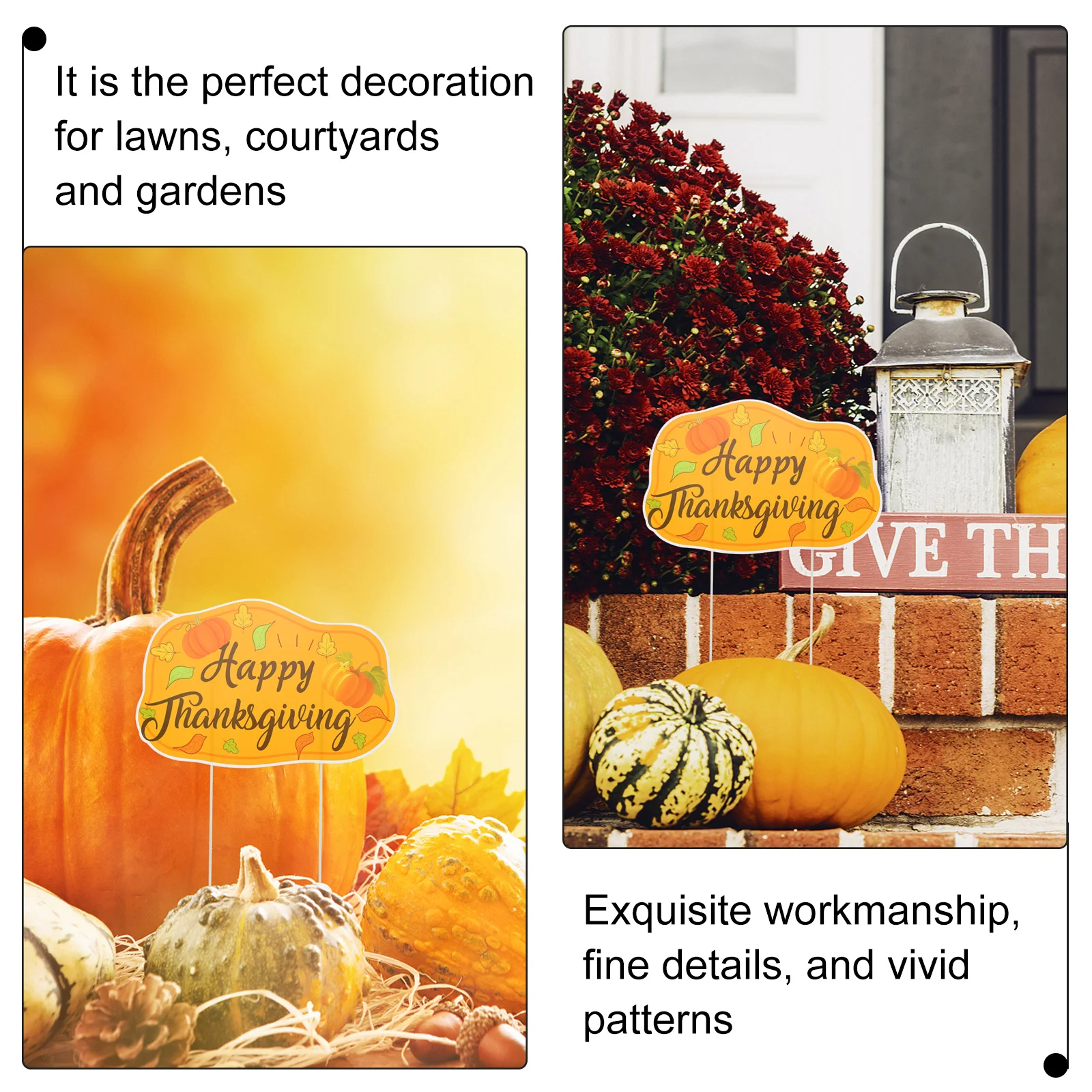 

1Pcs Garden Yard Sign Exquisite Workmanship Thanksgiving Outdoor Lawn Stakes Decorative Insert Board Party Decor