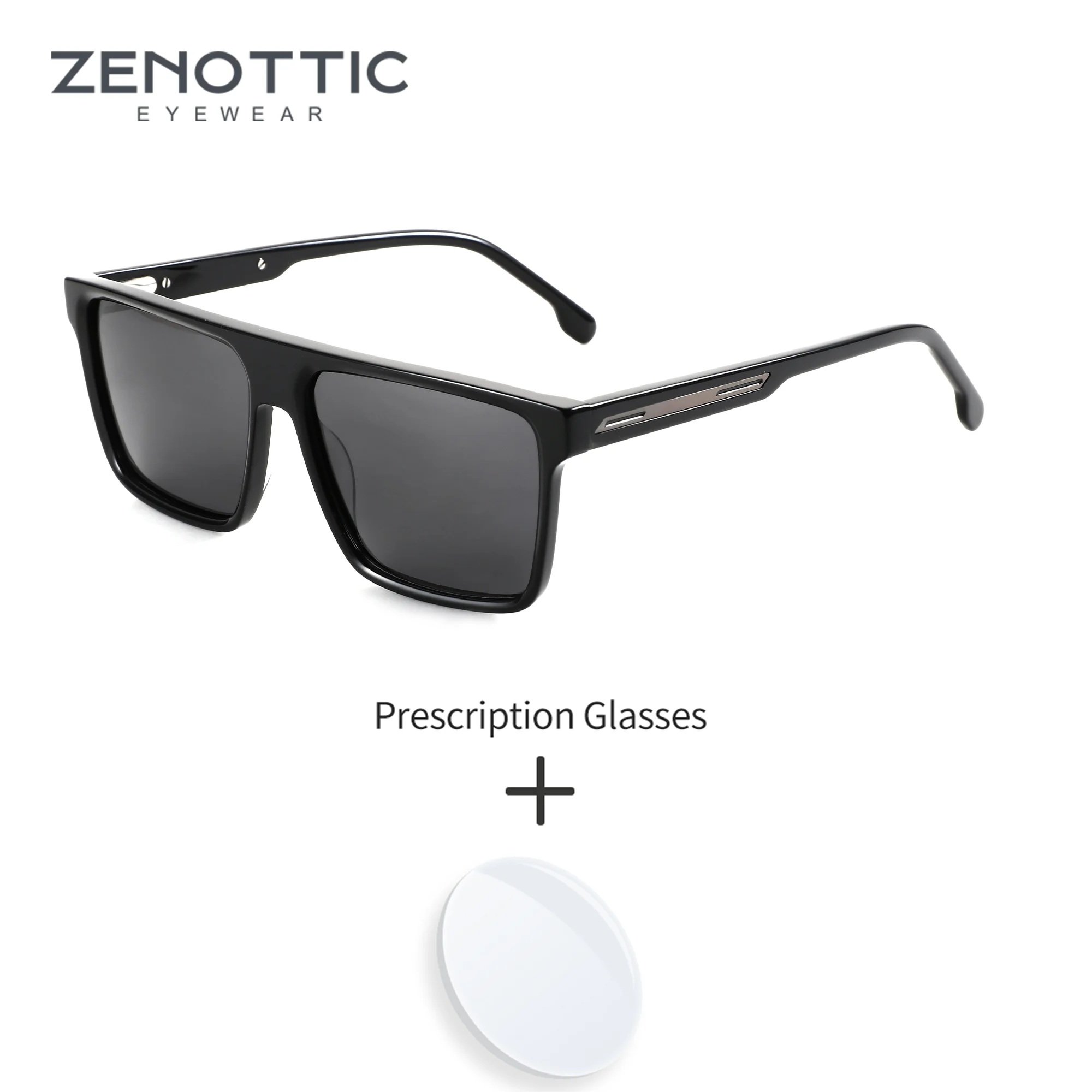 

ZENOTTIC M Size Handmade Acetate Rectangle Prescription Sunglasses Men Progressive UV400 Polarized Optical Sun Glasses