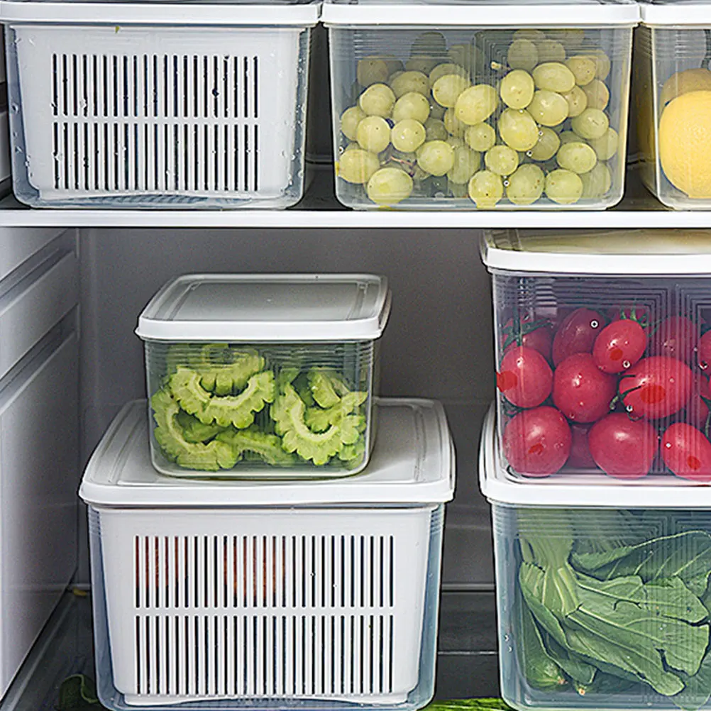 

Drain Basket Fresh Box Vegetable Organizer Kitchen Supply Food Container Fridge Storage Plastic Fruit Sundries Box PE PP