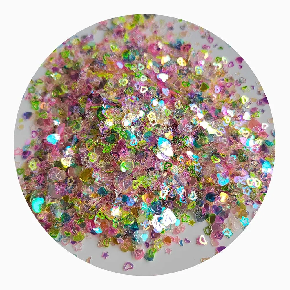 Groothandel Kleurrijke Kleine Ster Hart Glitters Sequinsconfetti Voor Nail Art Slijm Fillers Gezicht Oogmake-Up Feestdecoratie