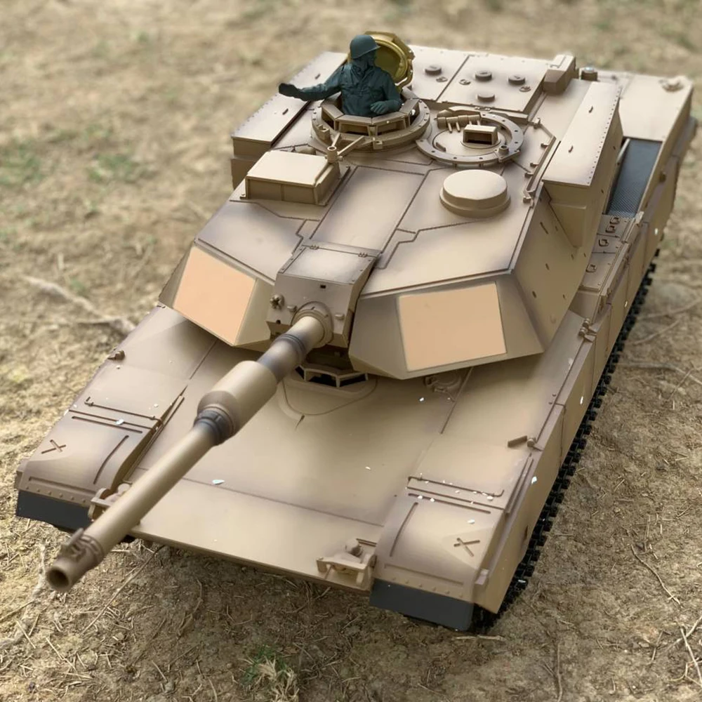 

Large Remote Control Tank M1A2 1/16 Scale RC Main Battle War Military Vehicle Metal Steel Gear Box Smoke Shooting 62CM 24.5"