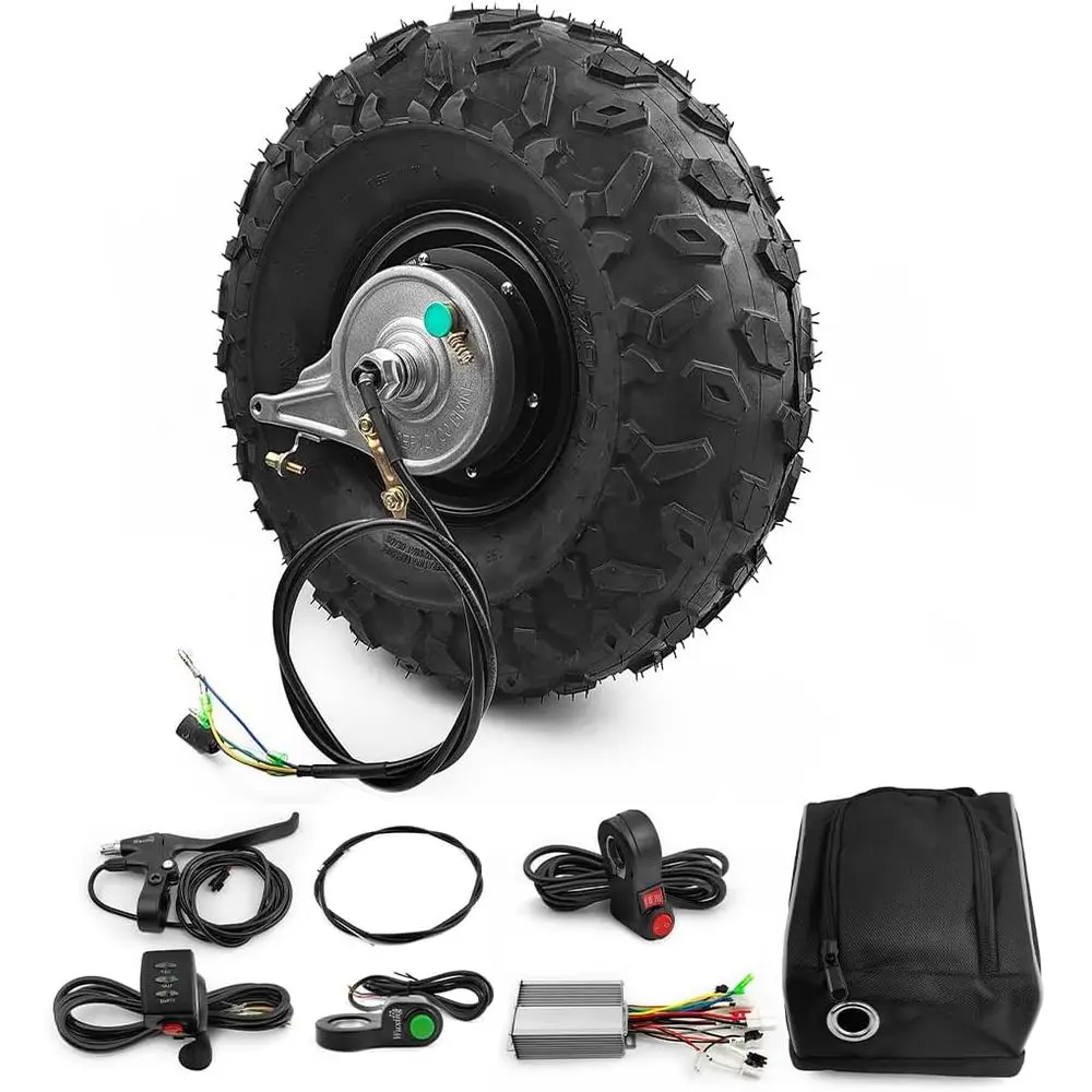 Motor de cubo escovado 14,5 350W com pneus 145/70-6 para scooter ou carrinho de mão, kit de freio de tambor 24V 350W