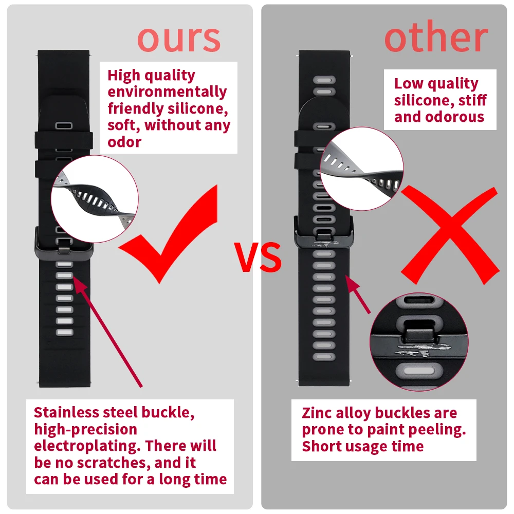 Cinturino in silicone da 22 mm per Huawei Watch GT6 Pro GT5 GT4 GT3 GT2 Bracciale da 46 mm per Huawei Watch 5/4/3 Pro/Honor GS4/3/3i GS Pro Band