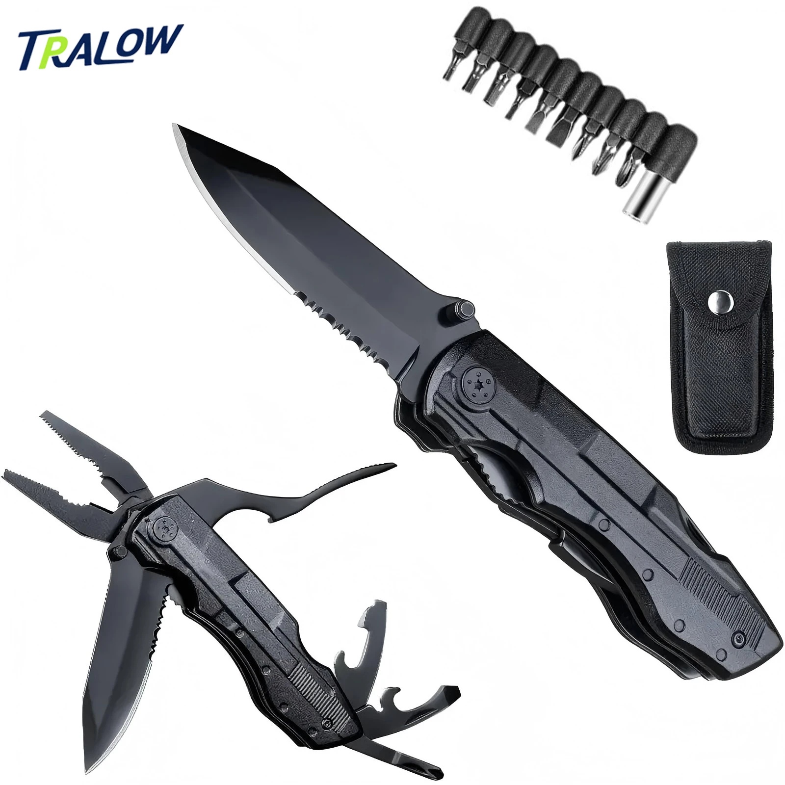 

TRALOW Multi Functional Tool Folding Pocket Knife Long Nose Pliers Screwdriver Saw Blade For Camping Survival Outdoor Activities
