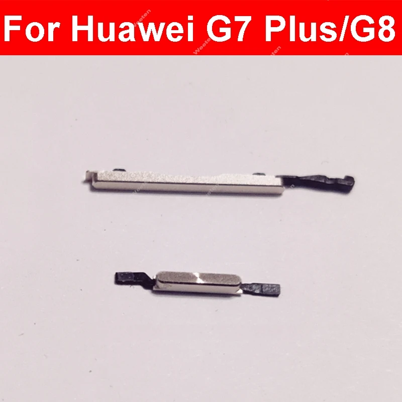 Botón de volumen de encendido, teclas laterales de alimentación para Huawei G7 Plus G8, piezas de repuesto de botón lateral de volumen arriba/abajo