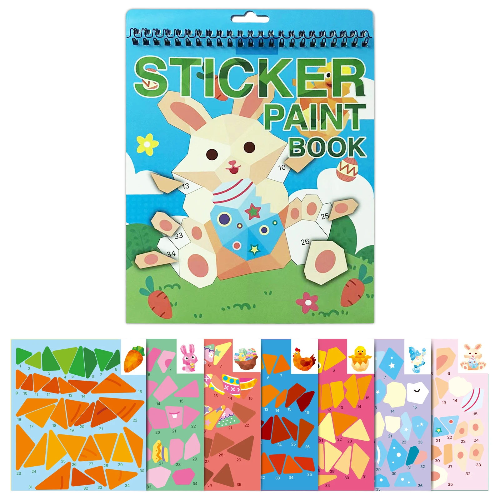 1 Set Shamrock Summer Rabbit Magic Sticker with Number,Sticker Paint Books for Birthday Play Brain Games ,Road Plane Travel Toy