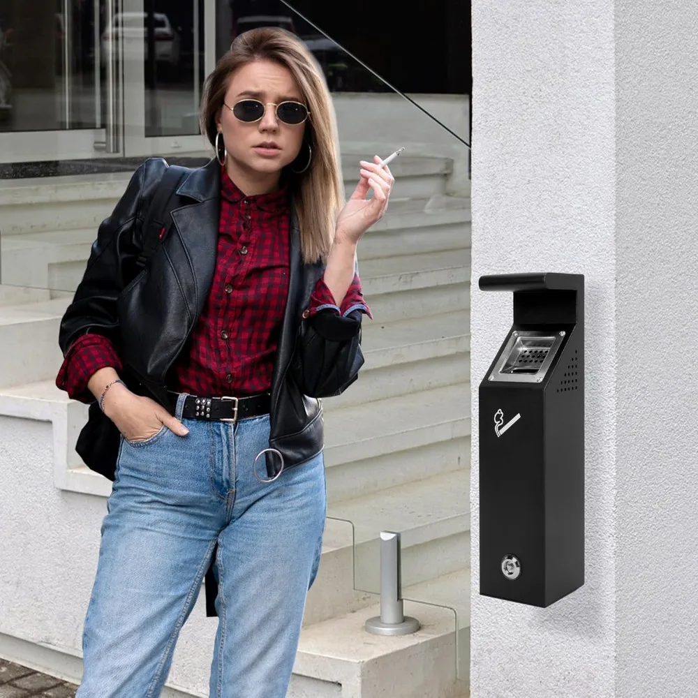 سلة المهملات التجارية المثبتة على الحائط في الهواء الطلق للمطاعم والفنادق والمكاتب والحانات - سلة قمامة متينة للمساحات العامة #5