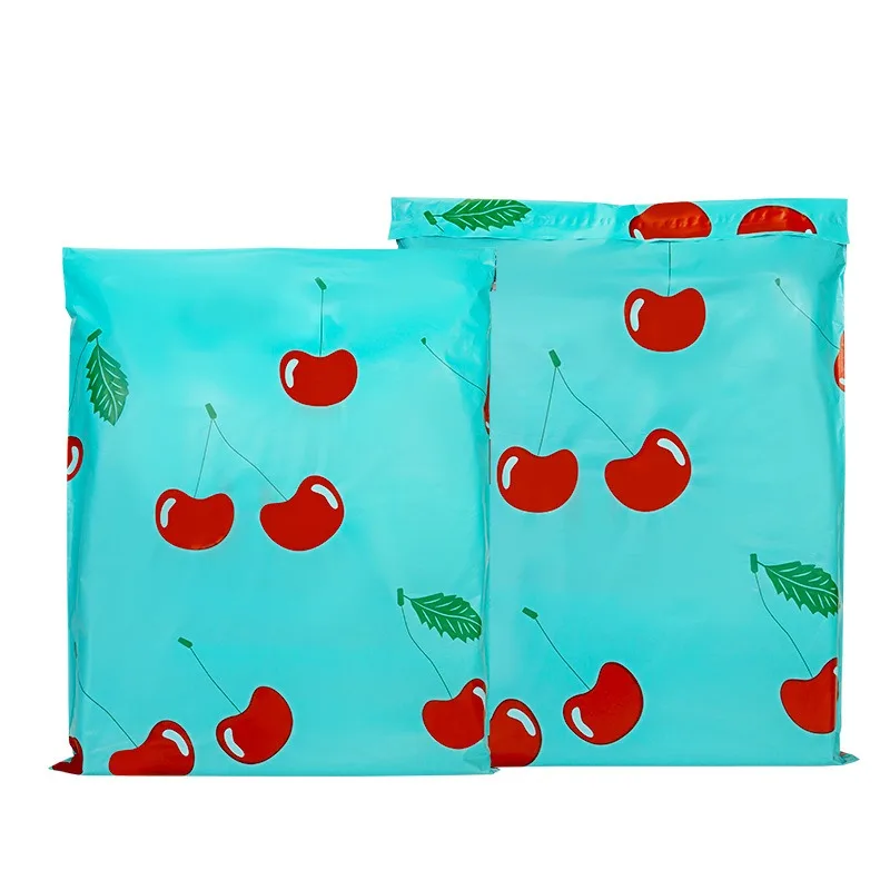 

6 Sizes Red Cherry Printed Express Bag Green Plastic Courier Bags Logistics Shipping Envelopes Small Gift Package Pouches 100Pcs