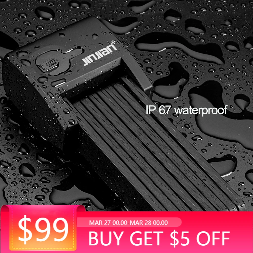 

STLF RTS New Ip67 Waterproof Hardened Steel Foldable Bicycle Lock for Motorcycle E-Bike Cycle with Convenient Fingerprint Techno