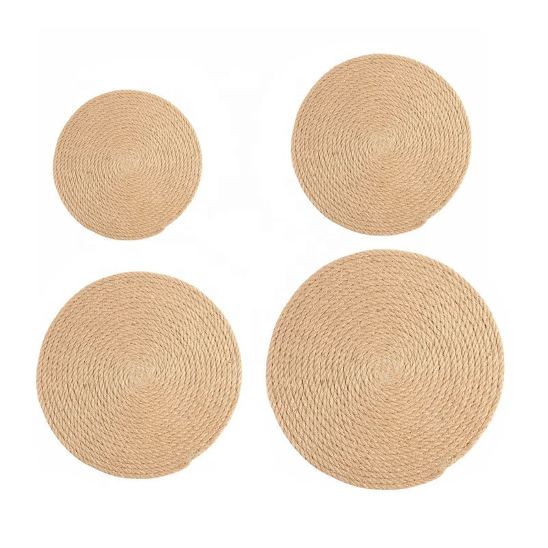 

Home Fashions Everyday Casual Braided 100% Jute Round Placemats Jute Placemat Set for Casual Dining