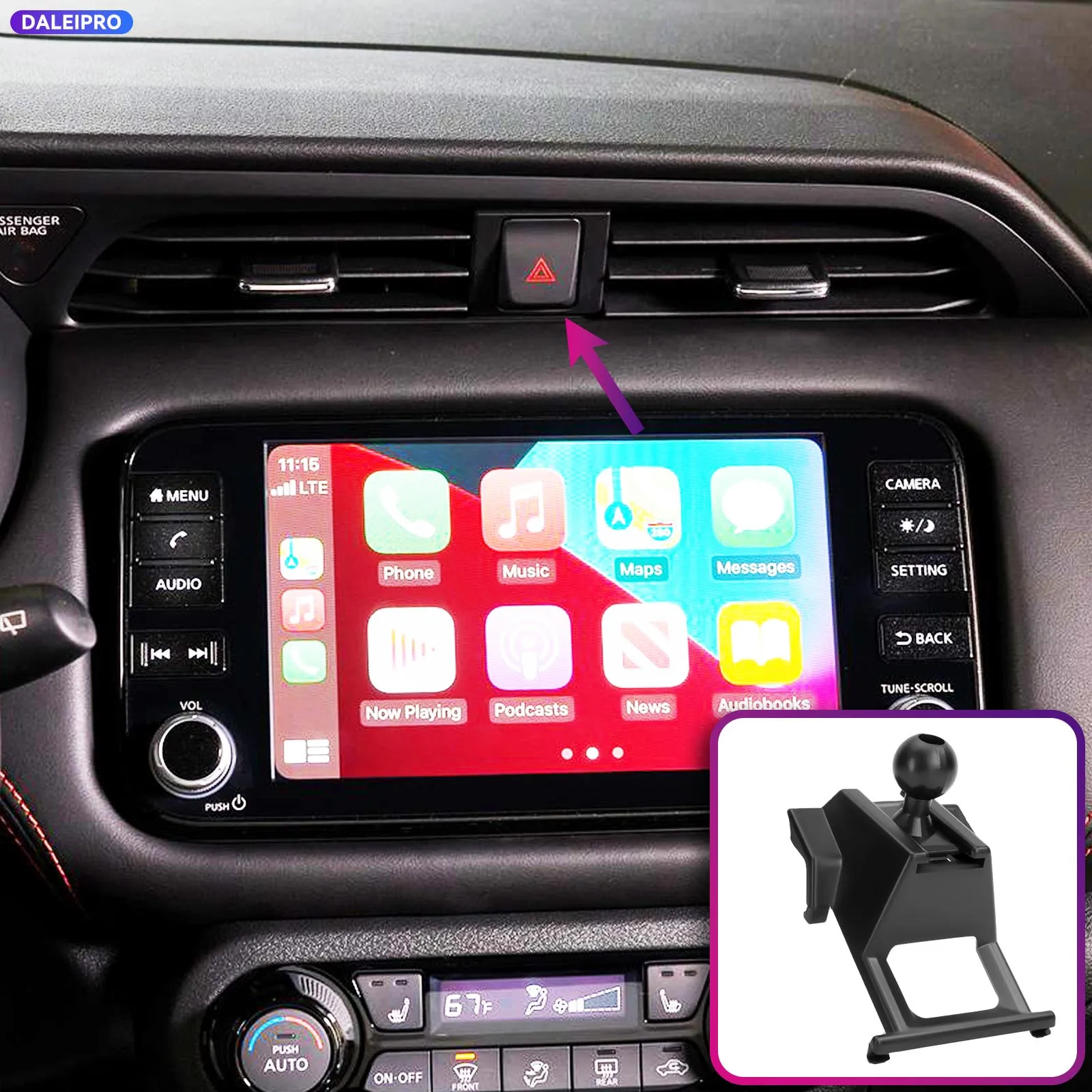 For Nissan Kicks 2017-2022 2023 2024 Vehicle-Specific Phone Holder Base Smart Car Phone Mount 66W Charging Holder Accessories