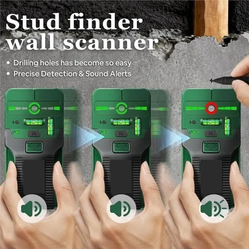 AAAN-AC Live Wire Detection Levels& Ruler 6-In-1 Stud Finder Wall Scanner With Laser Detector For DIY Home Improvement