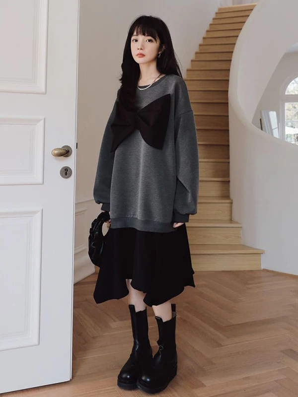 

Женское повседневное свободное платье-свитшот больших размеров в корейском стиле, с длинными рукавами, весенняя мода