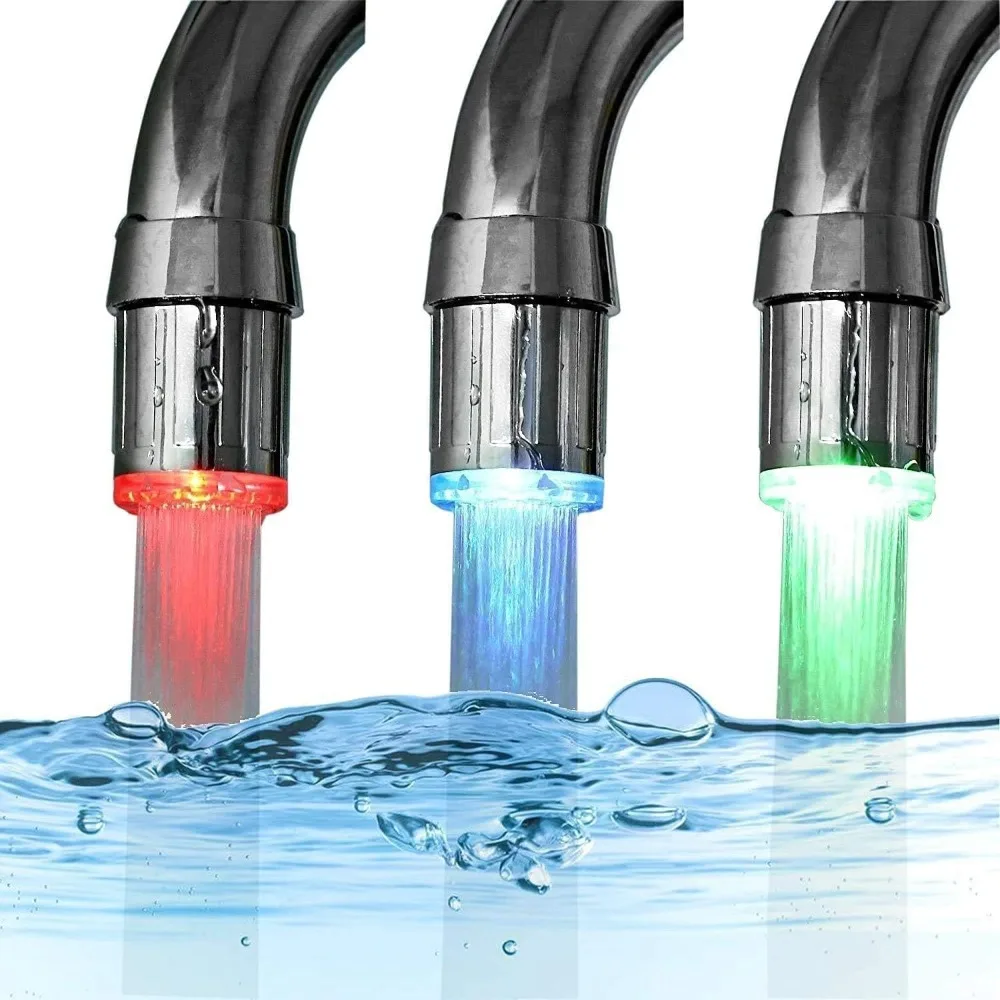 Tri-color Temperature-Sensing Gradient LED Faucet Aerator Replacement for Kitchen and Bathroom Sinks