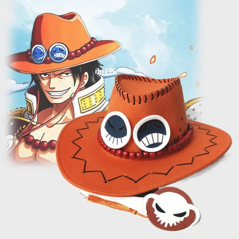 Halloween Ace Cap Cosplay Japanese Anime Cartoon One Piece Cosplay Costumes Cowboy Orange Hat Adult Men and Women Gifts